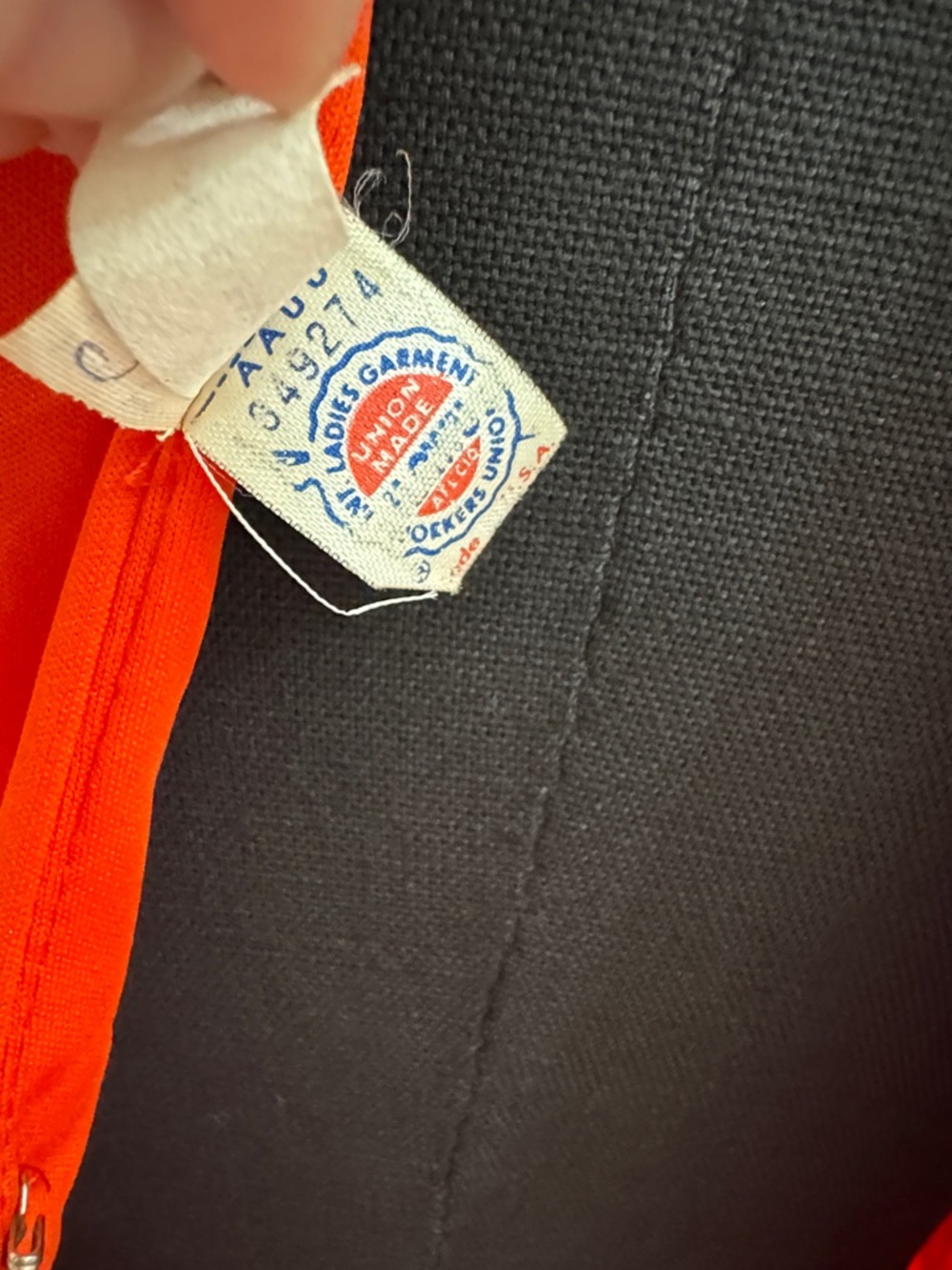 Vintage Orange Halter Maxi Dress with Draped Waist - ILGWU union tag - Picture 6 of 8